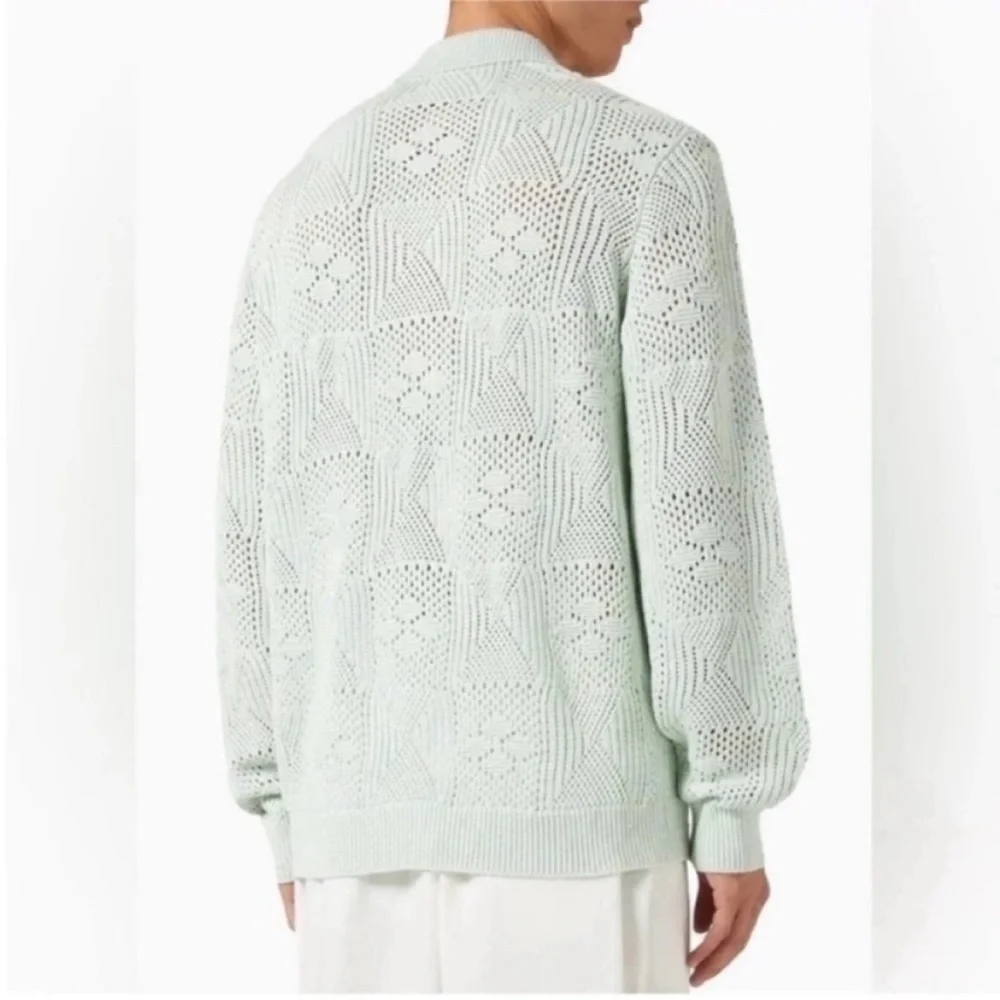 Kith Tilden Crochet Button Down Sweater Zen Green